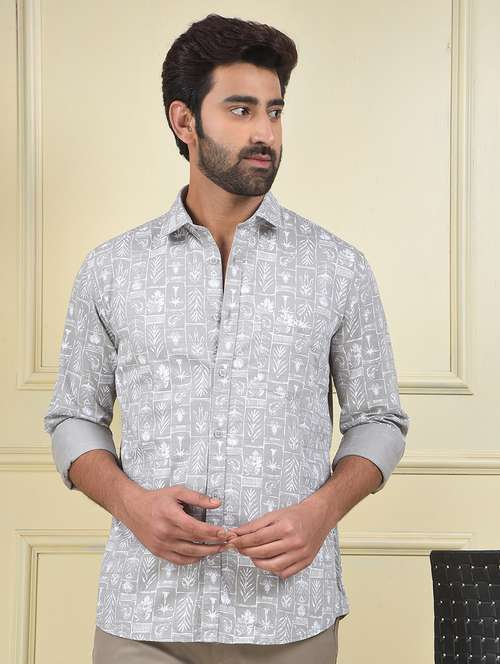 men printed long sleeve regular fit casual shirt - 22102038 - Standard Image - 0