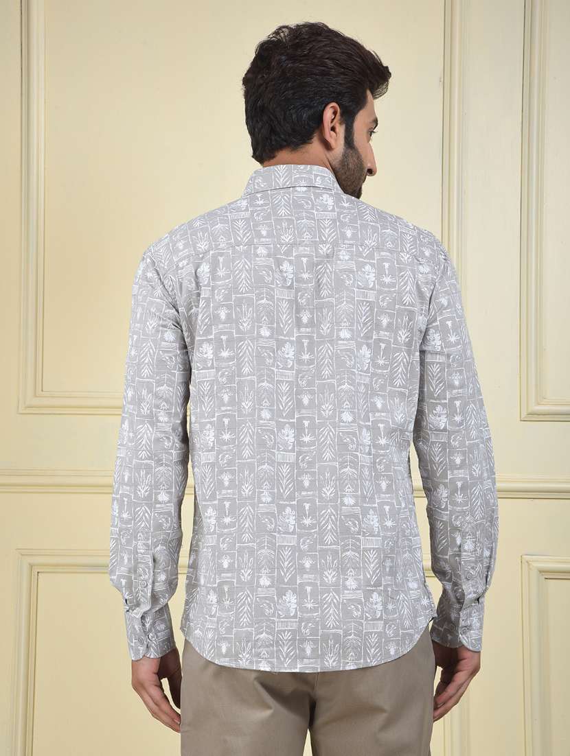 men printed long sleeve regular fit casual shirt - 22102038 - Standard Image - 3