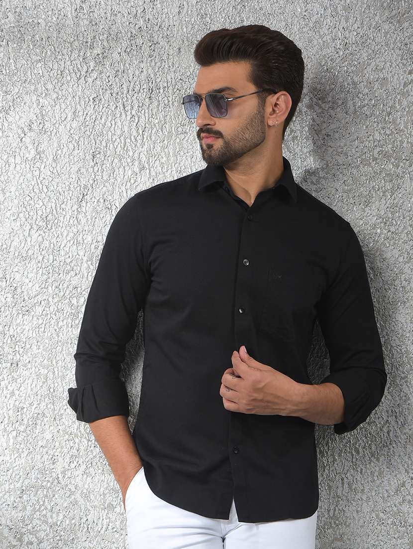 men solid long sleeve regular fit casual shirt