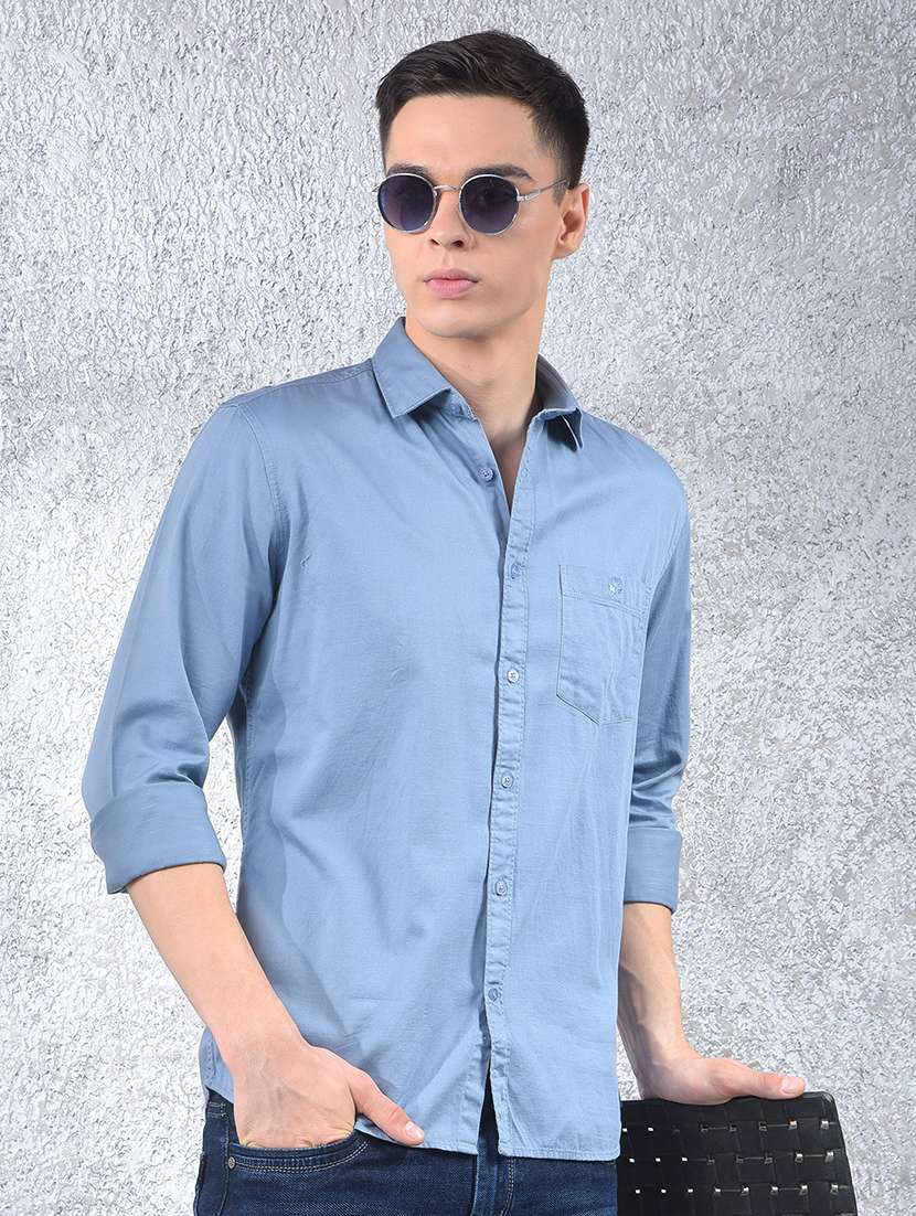 men solid long sleeve regular fit casual shirt