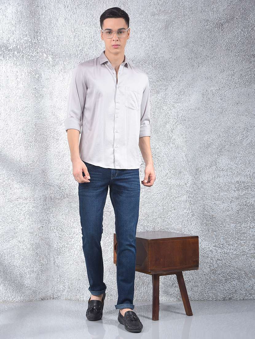 men solid long sleeve regular fit casual shirt - 22102072 -  Standard Image - 3