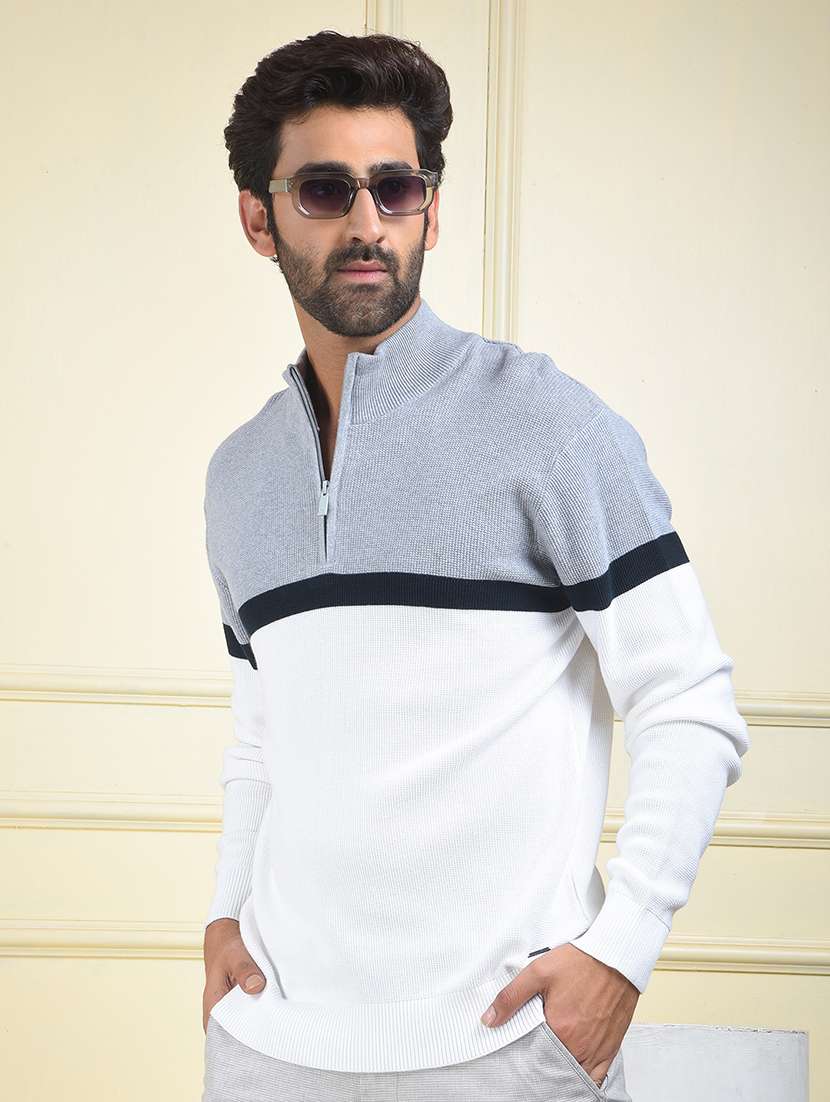 men color block long sleeve regular fit pullover