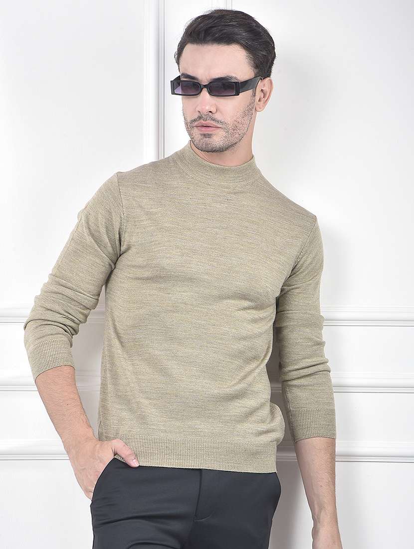 men solid long sleeve pullover
