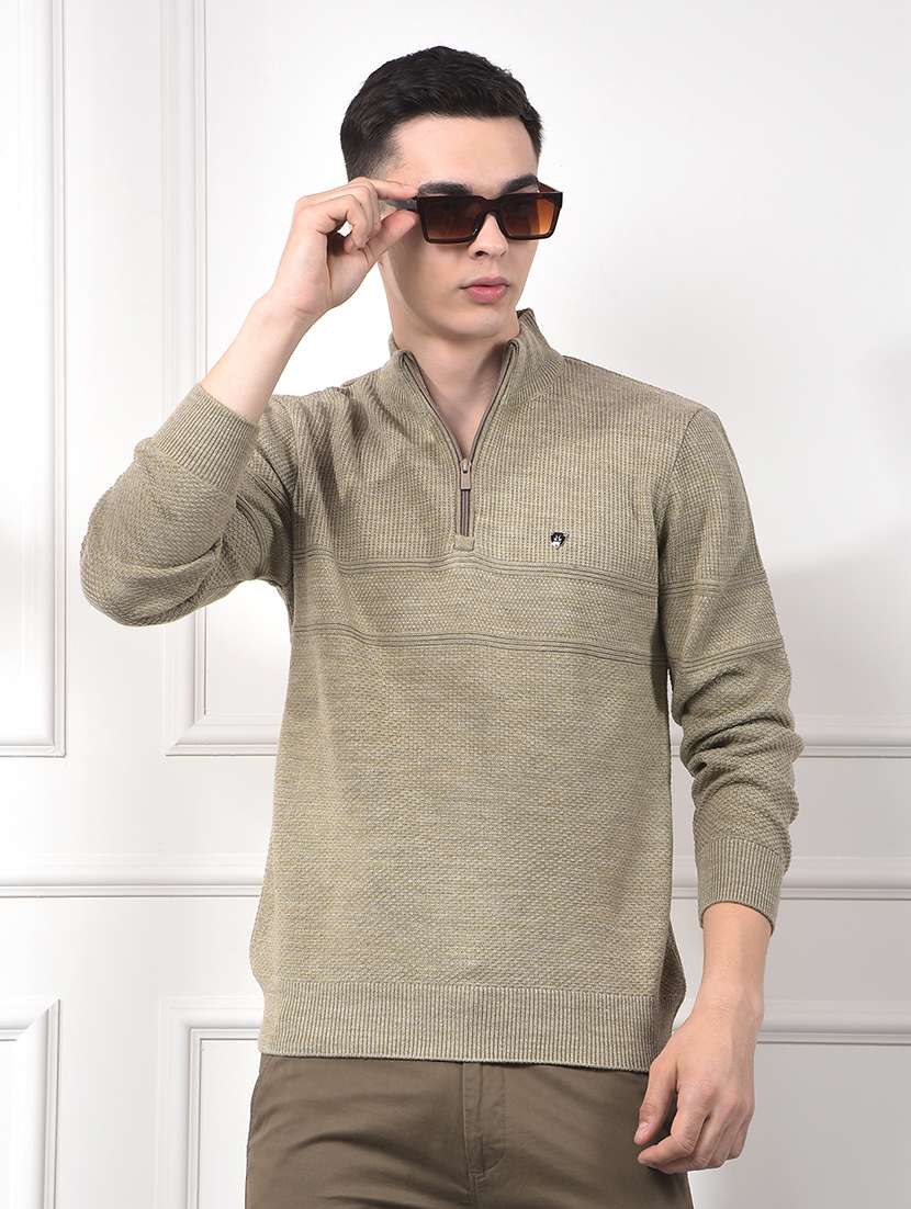 men solid long sleeve pullover