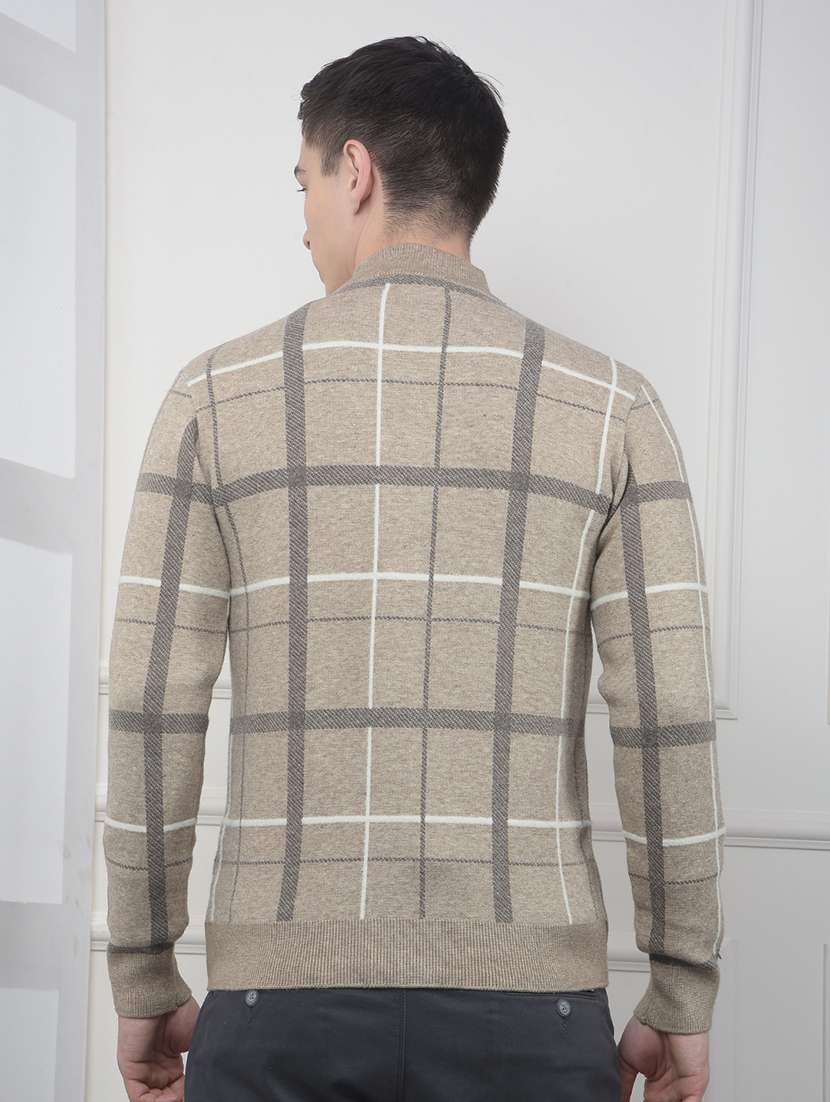 men checkered long sleeve regular fit cardigan - 22102099 -  Standard Image - 3