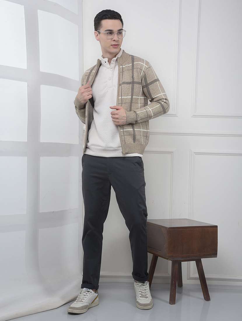 men checkered long sleeve regular fit cardigan - 22102099 -  Standard Image - 5