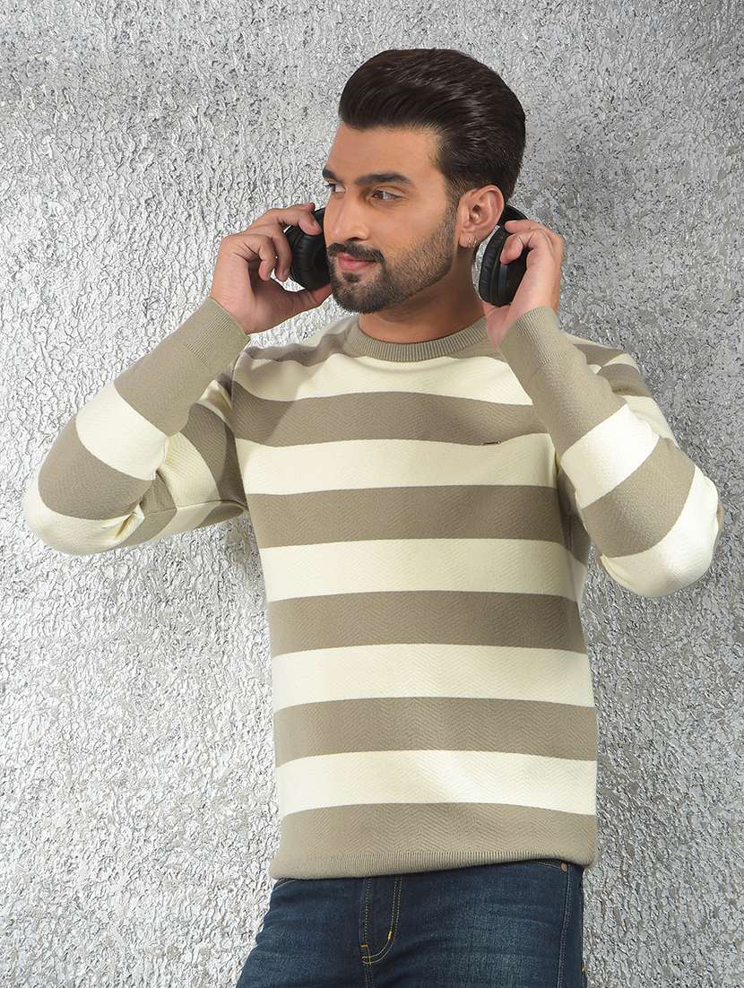 men striped long sleeve pullover