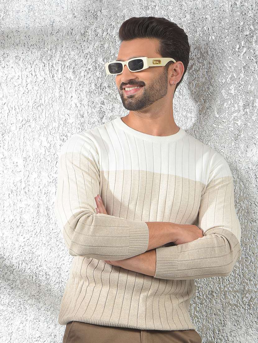 men color blocked long sleeve pullover