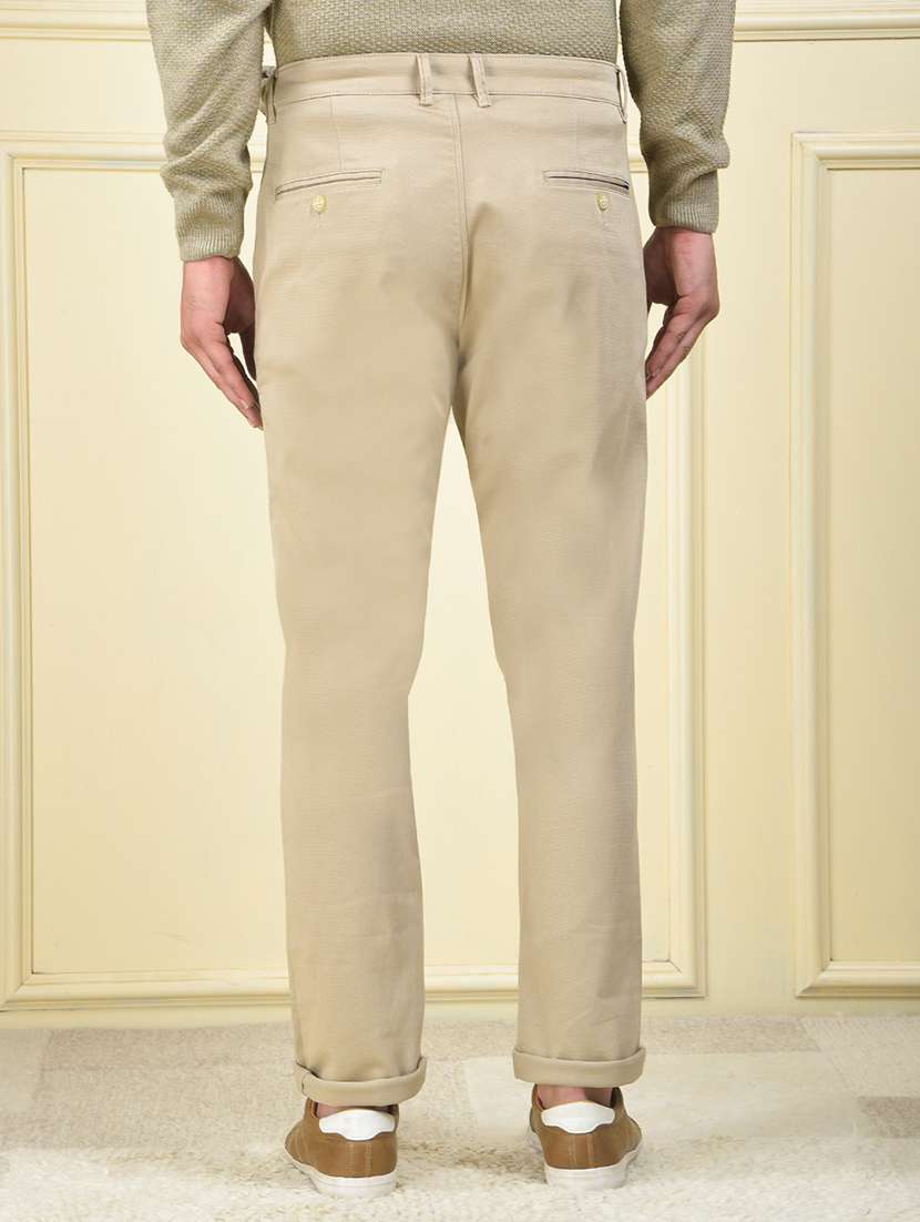men solid mid rise flat front chinos trouser - 22102113 -  Standard Image - 3