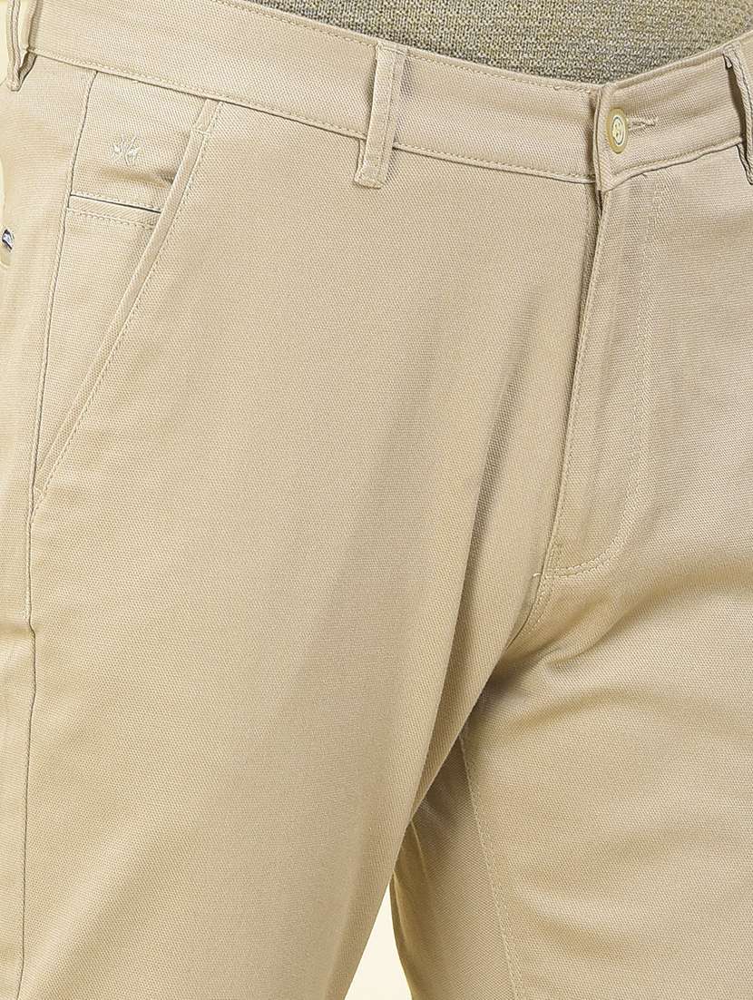 men solid mid rise flat front chinos trouser - 22102113 -  Standard Image - 5