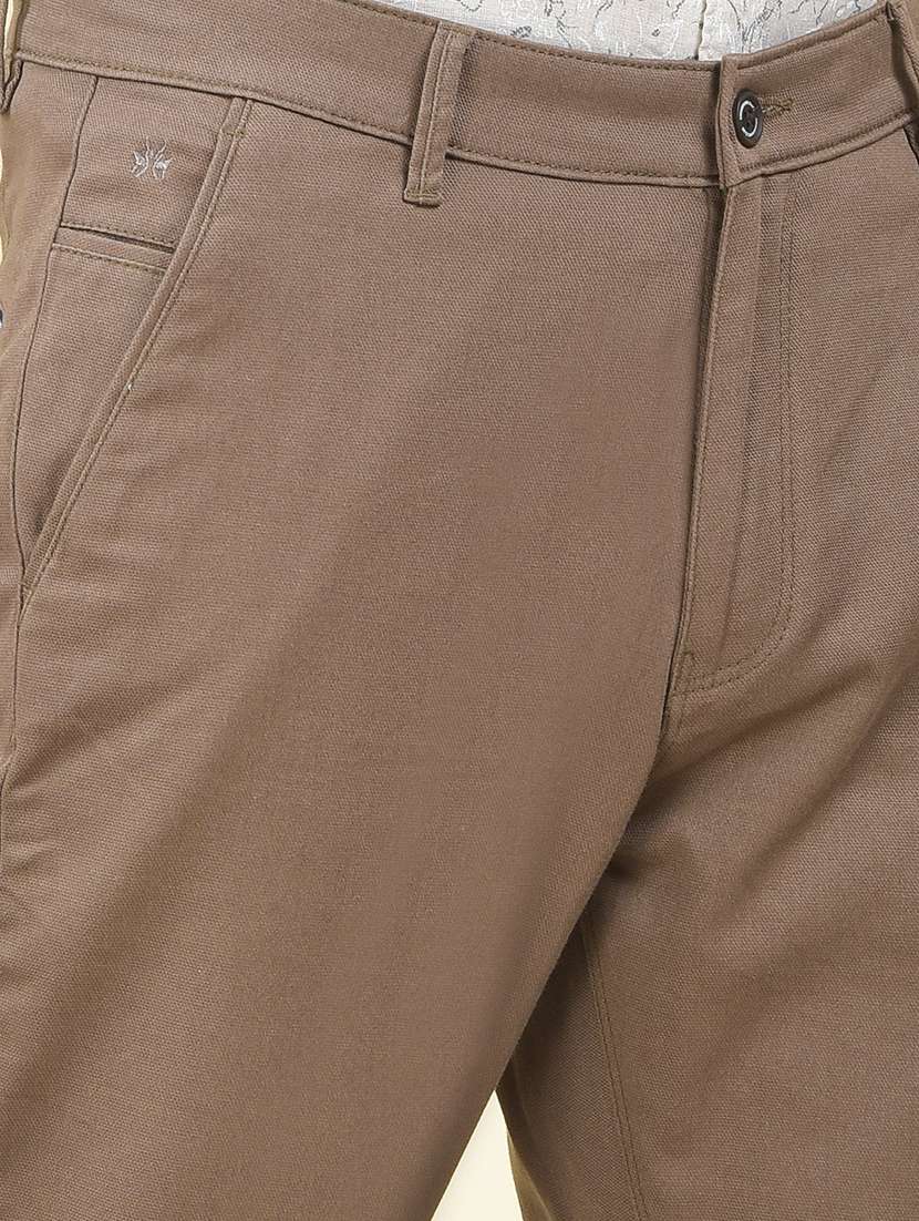 men solid mid rise flat front chinos trouser - 22102114 -  Standard Image - 5