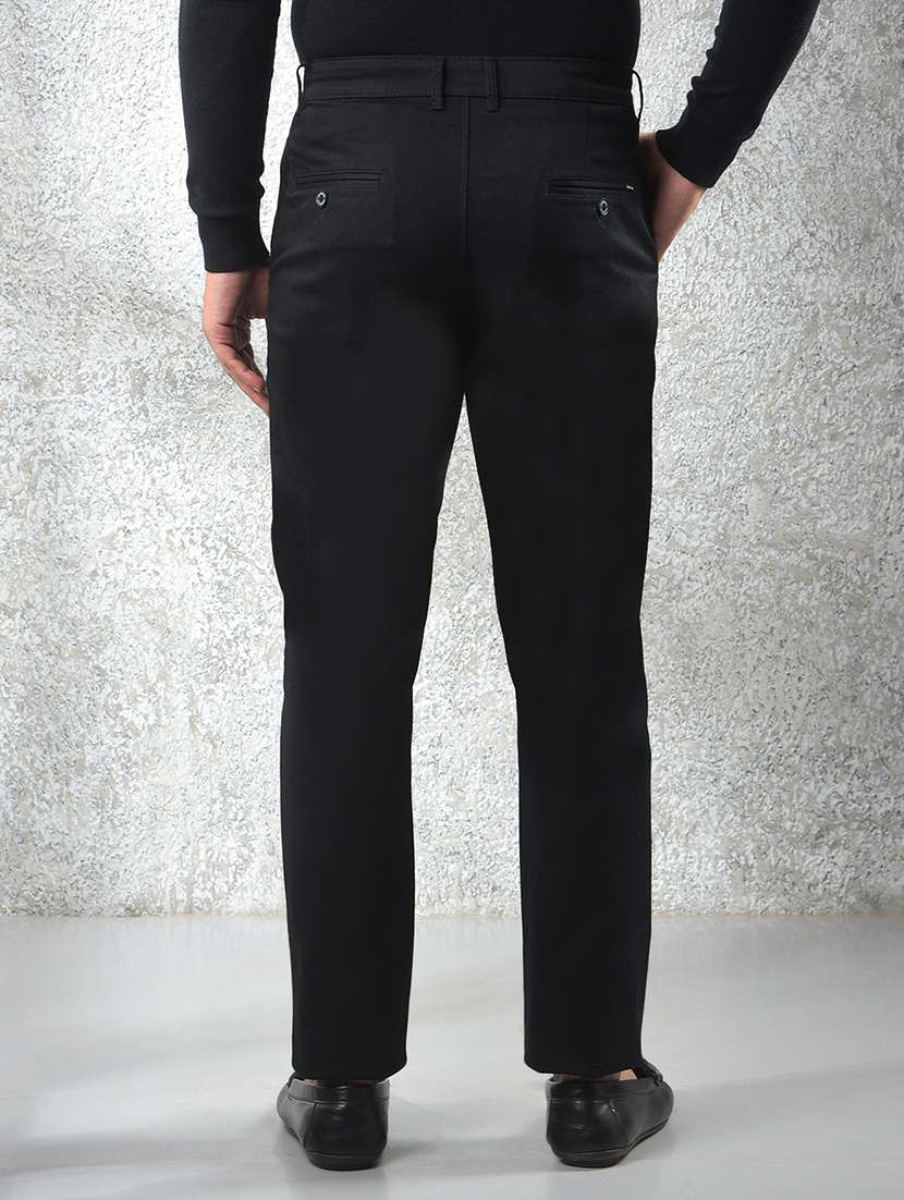 men solid mid rise flat front chinos trouser - 22102116 -  Standard Image - 3