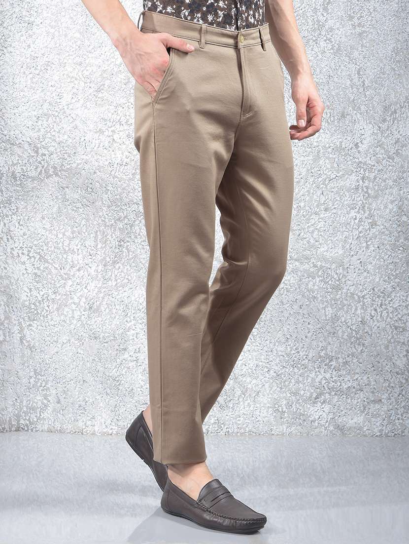 men solid mid rise flat front chinos trouser - 22102122 -  Standard Image - 3