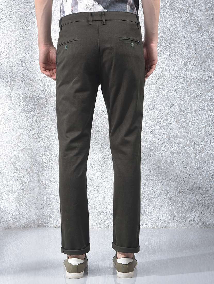 men solid mid rise flat front chinos trouser - 22102123 -  Standard Image - 3