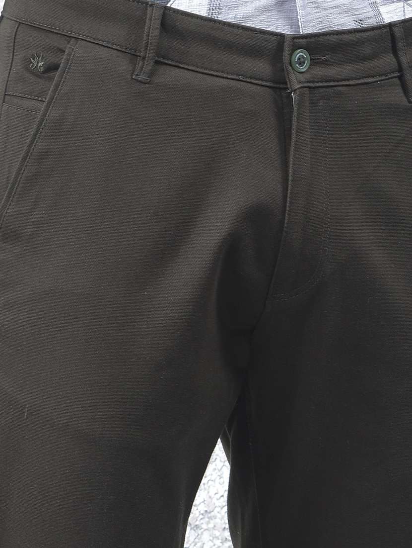 men solid mid rise flat front chinos trouser - 22102123 -  Standard Image - 5