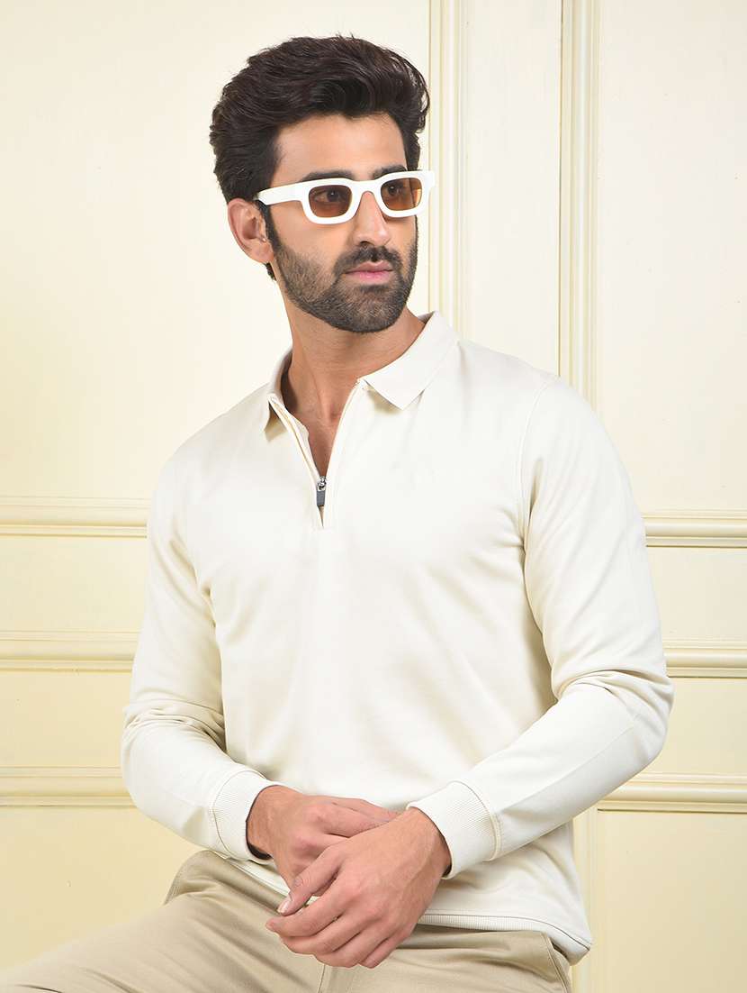 men solid long sleeve regular fit polo t-shirt