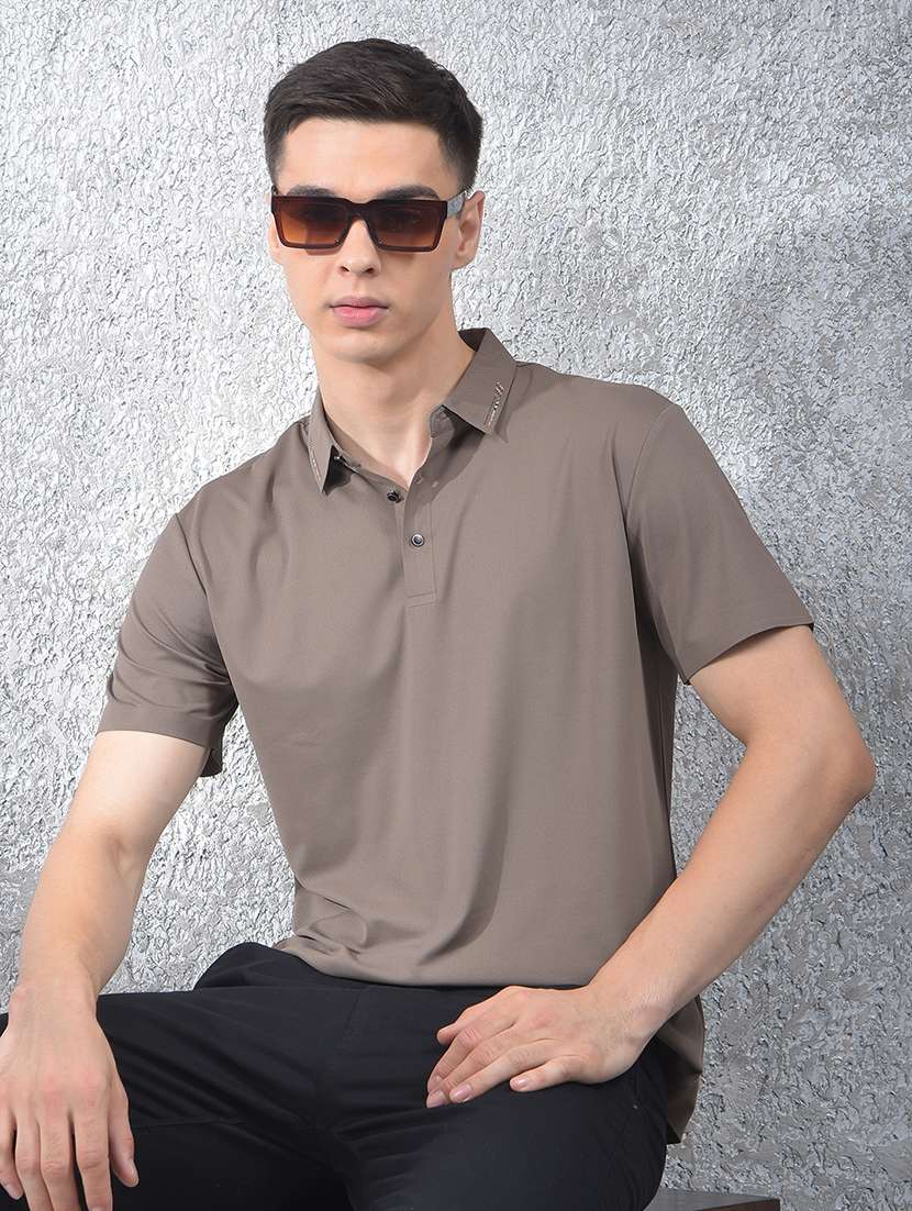 men solid short sleeve regular fit polo t-shirt