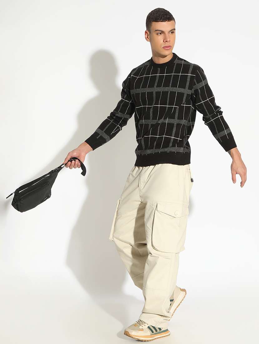 men checkered long sleeve regular fit pullover - 22102138 -  Standard Image - 5