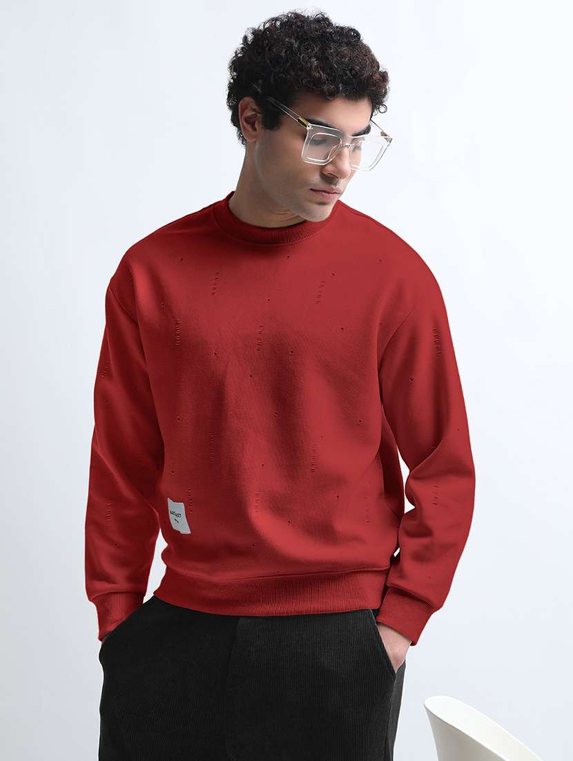 men solid long sleeve regular fit sweatshirt