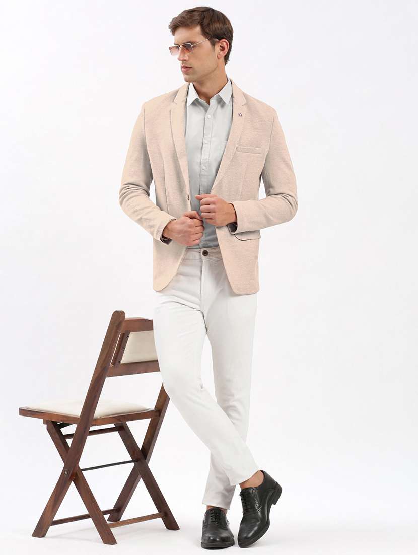 men solid lapel collar single breasted casual blazer - 22102168 -  Standard Image - 5