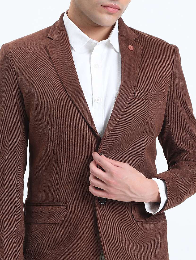 men solid lapel collar single breasted casual blazer - 22102169 -  Standard Image - 5