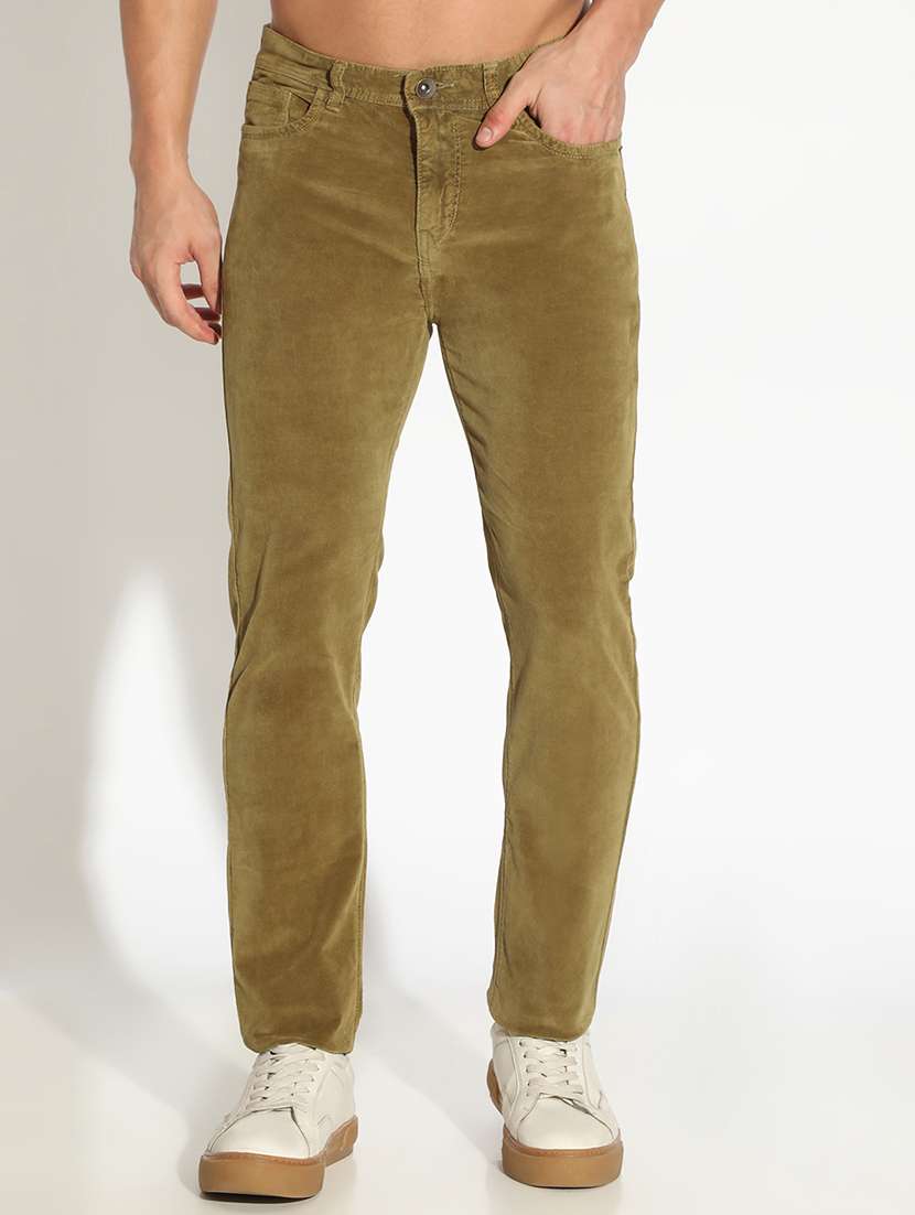 men plain low rise full length jeans