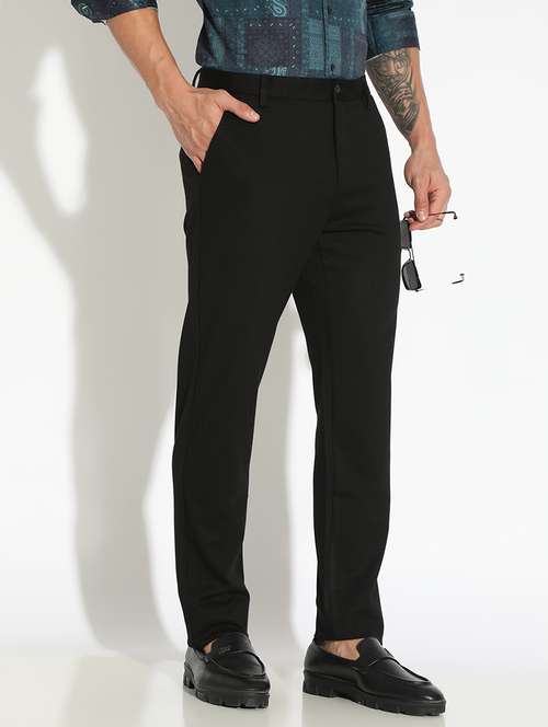 men solid low rise full length casual trouser - 22102178 -  Standard Image - 0