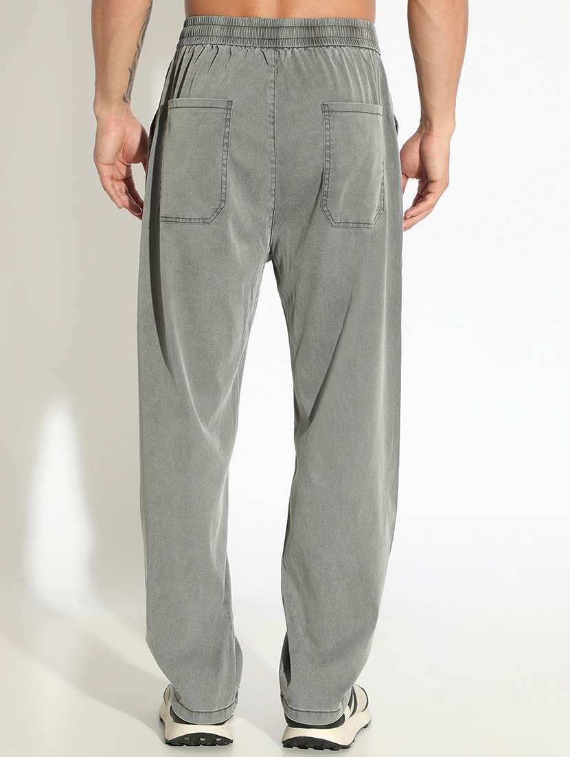 men solid low rise flat front casual trouser - 22102180 - Standard Image - 3