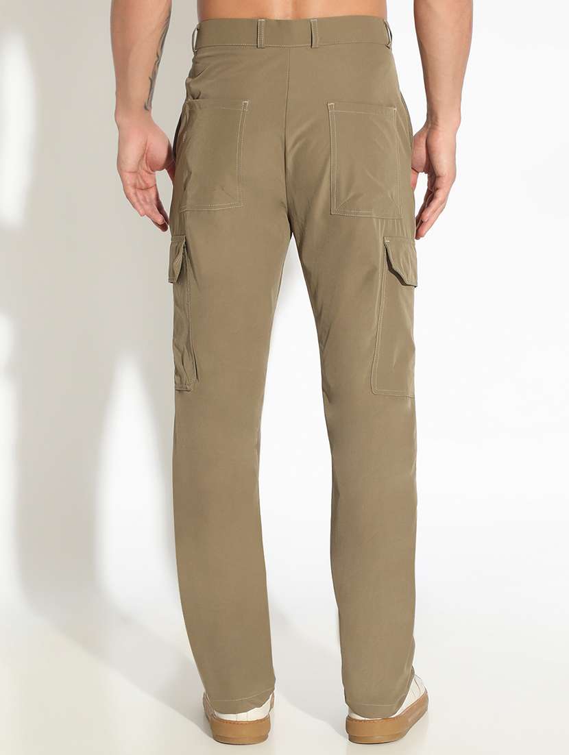 men solid low rise regular fit cargo - 22102185 -  Standard Image - 3