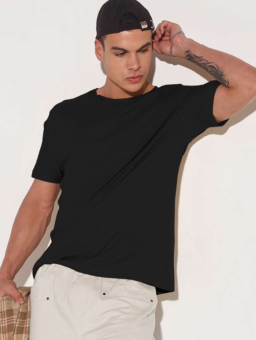 men solid short sleeve regular fit t-shirt