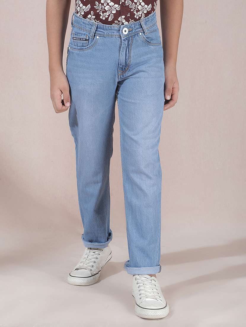 boys solid mid rise straight fit jean