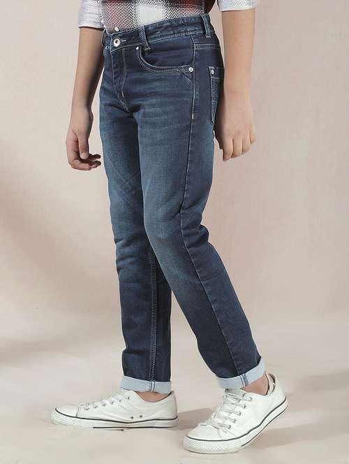 Boys Solid Mid Rise Slim Fit Jean