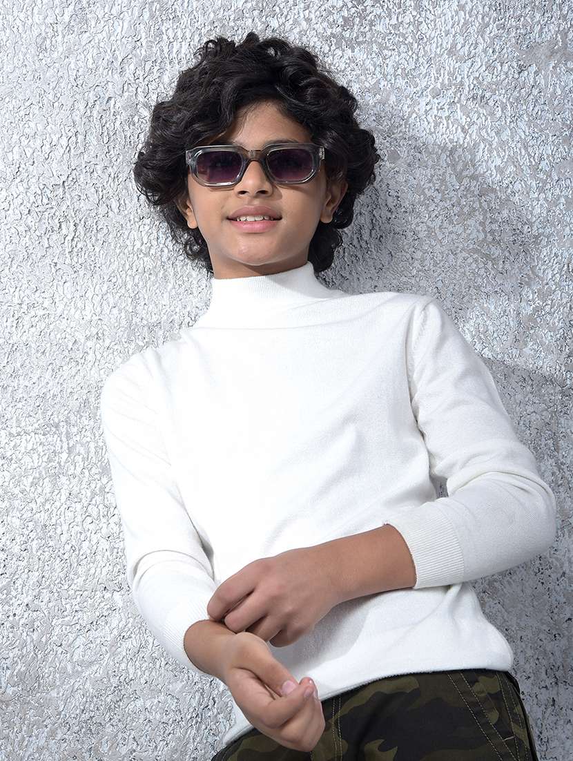 boys solid long sleeve sweater