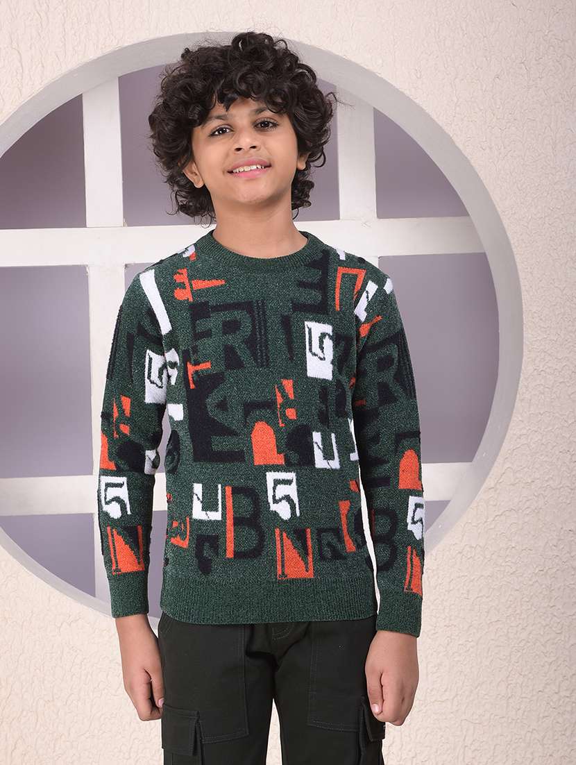boys self designed long sleeve sweater