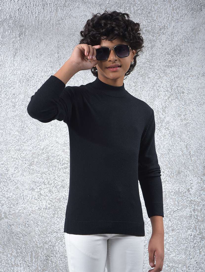 boys solid long sleeve sweater