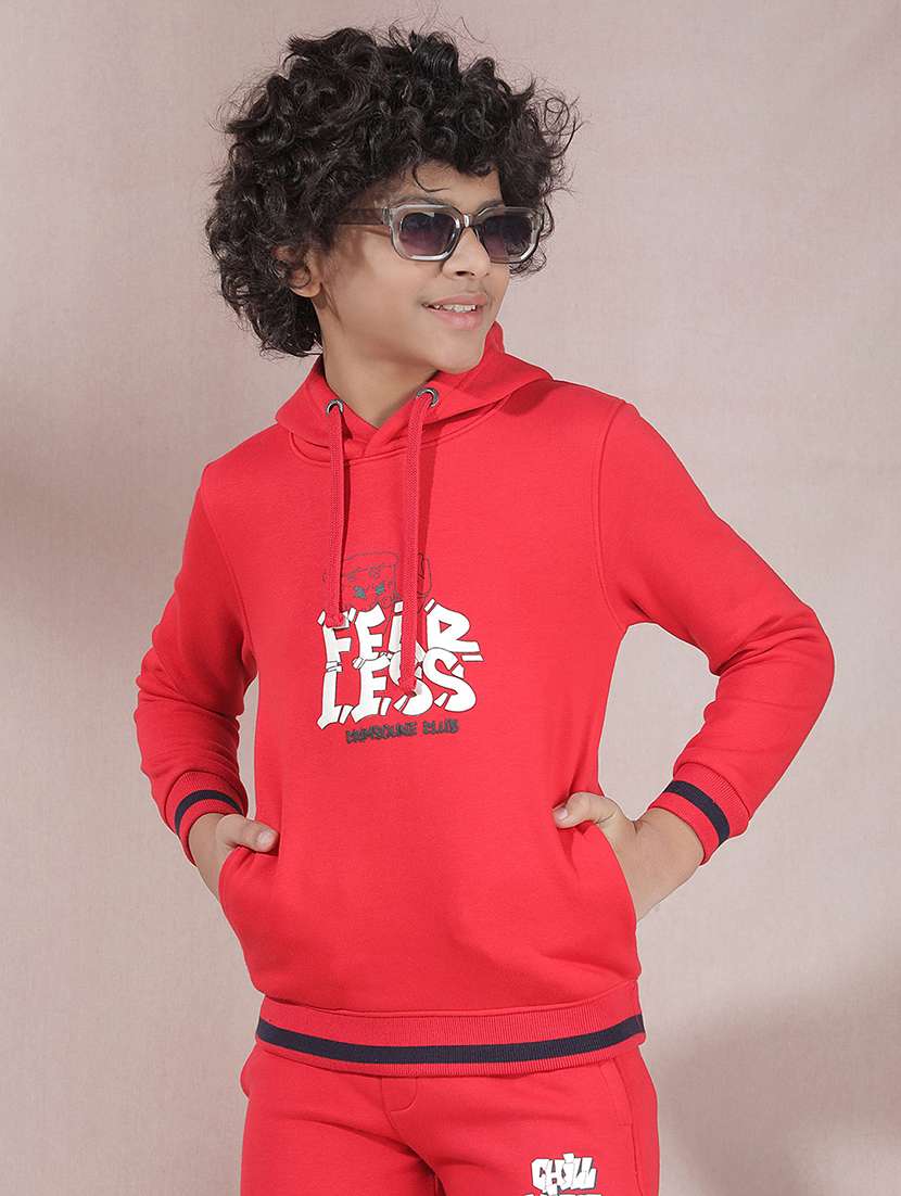 boys printed long sleeve hooded sweatshirt