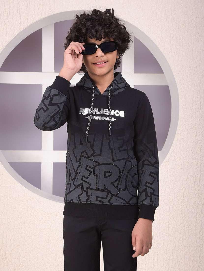boys printed long sleeve hooded sweatshirt