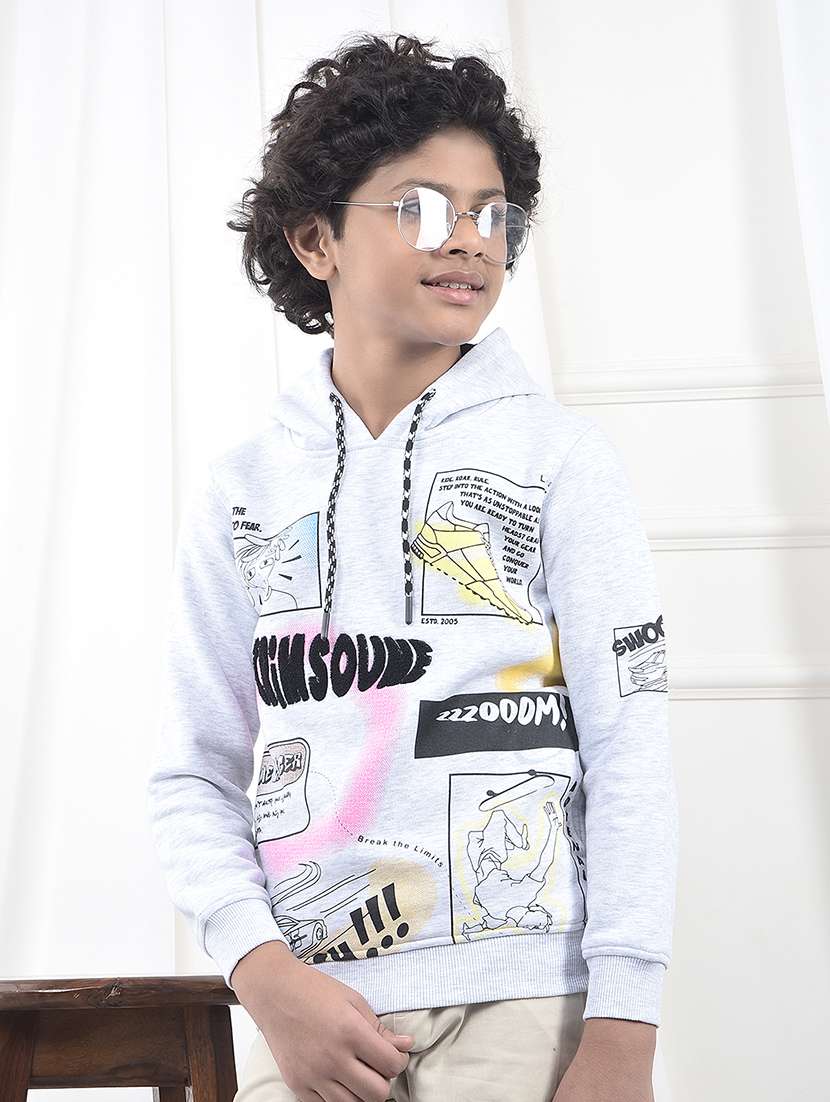 boys printed long sleeve hooded sweatshirt