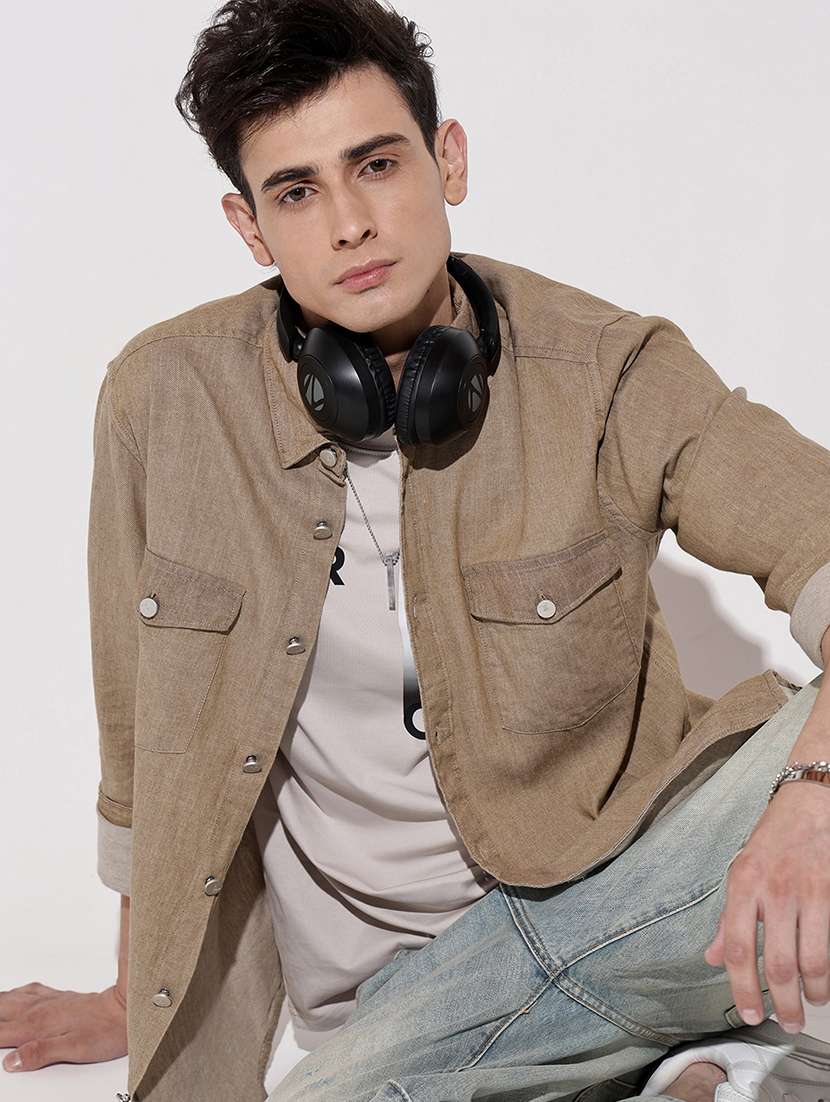 men solid long sleeve regular fit casual shirt