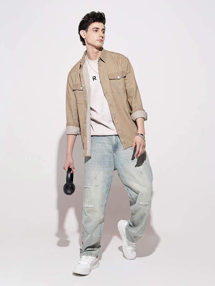 men solid long sleeve regular fit casual shirt - 22102286 -  Standard Image - 5