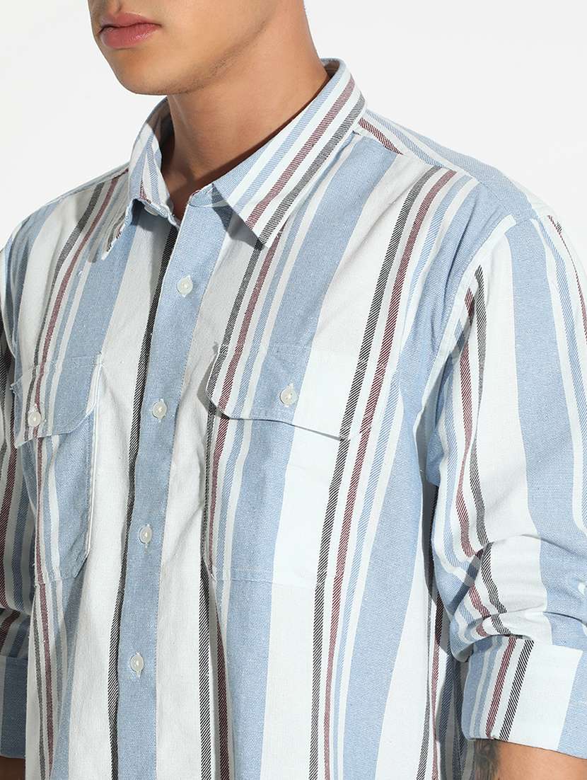 men striped long sleeve regular fit casual shirt - 22102288 -  Standard Image - 5