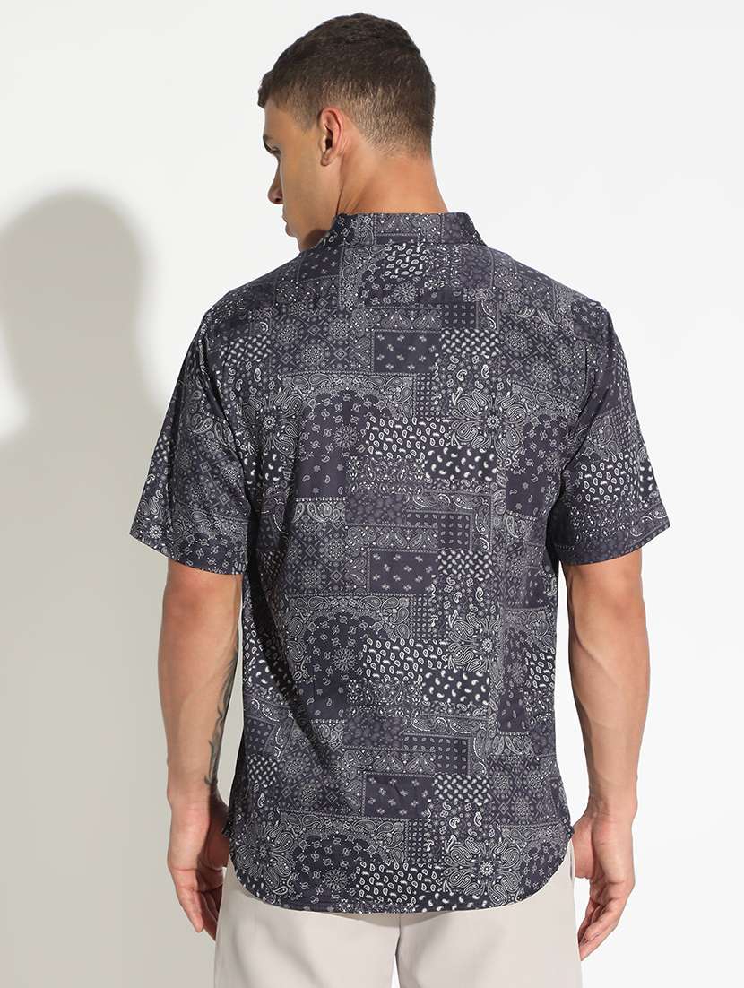 men printed short sleeve regular fit casual shirt - 22102289 -  Standard Image - 3