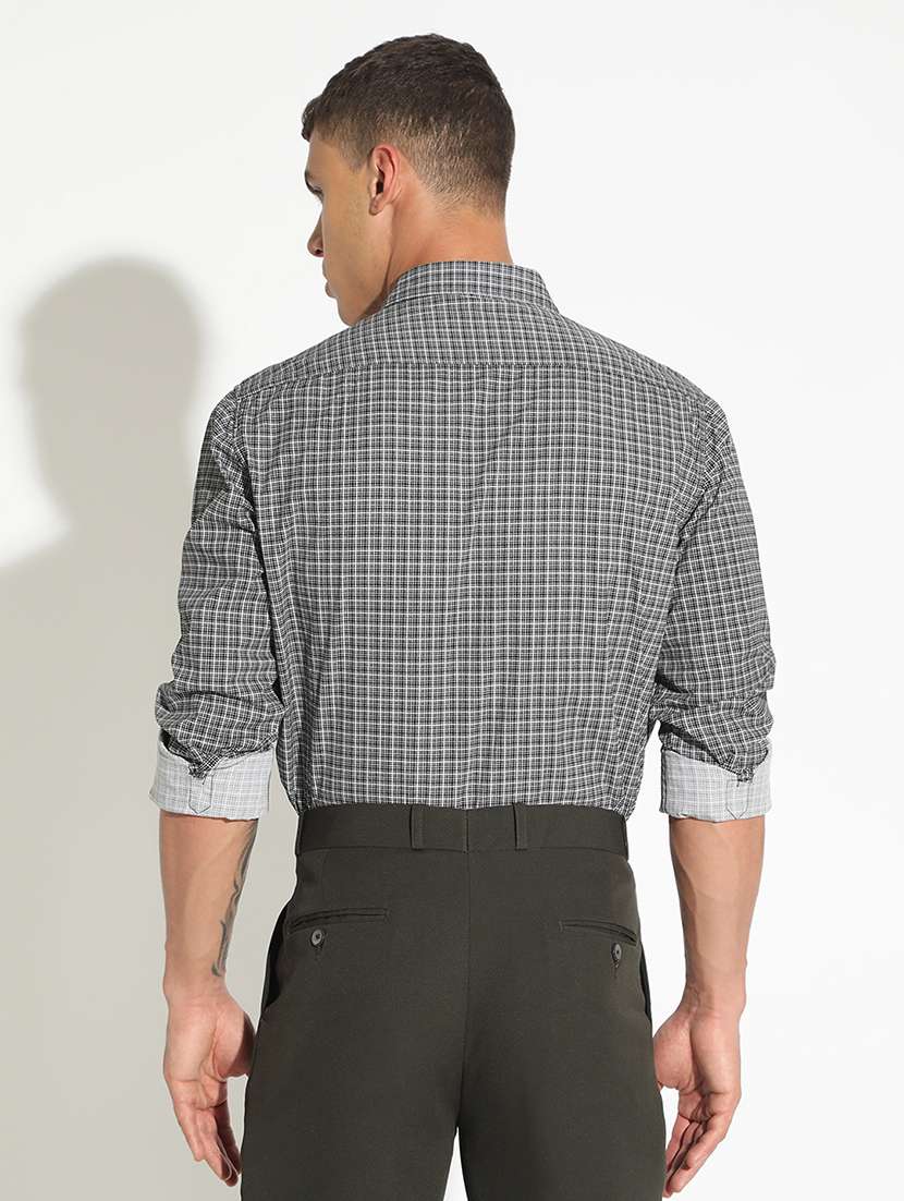 men checkered long sleeve regular fit casual shirt - 22102291 -  Standard Image - 3