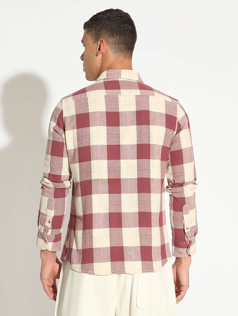 men checkered long sleeve regular fit casual shirt - 22102292 -  Standard Image - 3