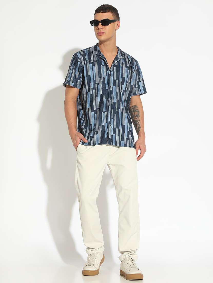 men printed short sleeve loose fit casual shirt - 22102298 -  Standard Image - 5