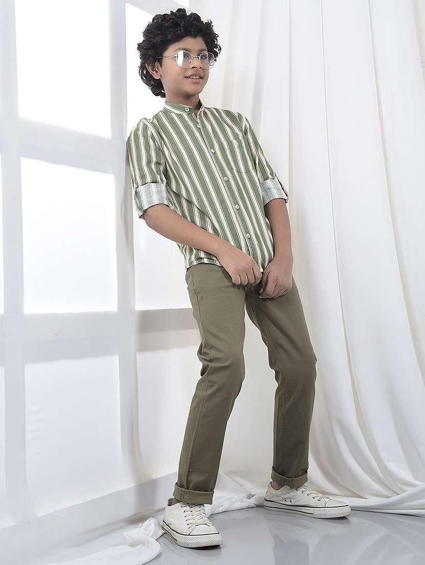 boys solid mid rise chinos - 22102322 -  Standard Image - 5