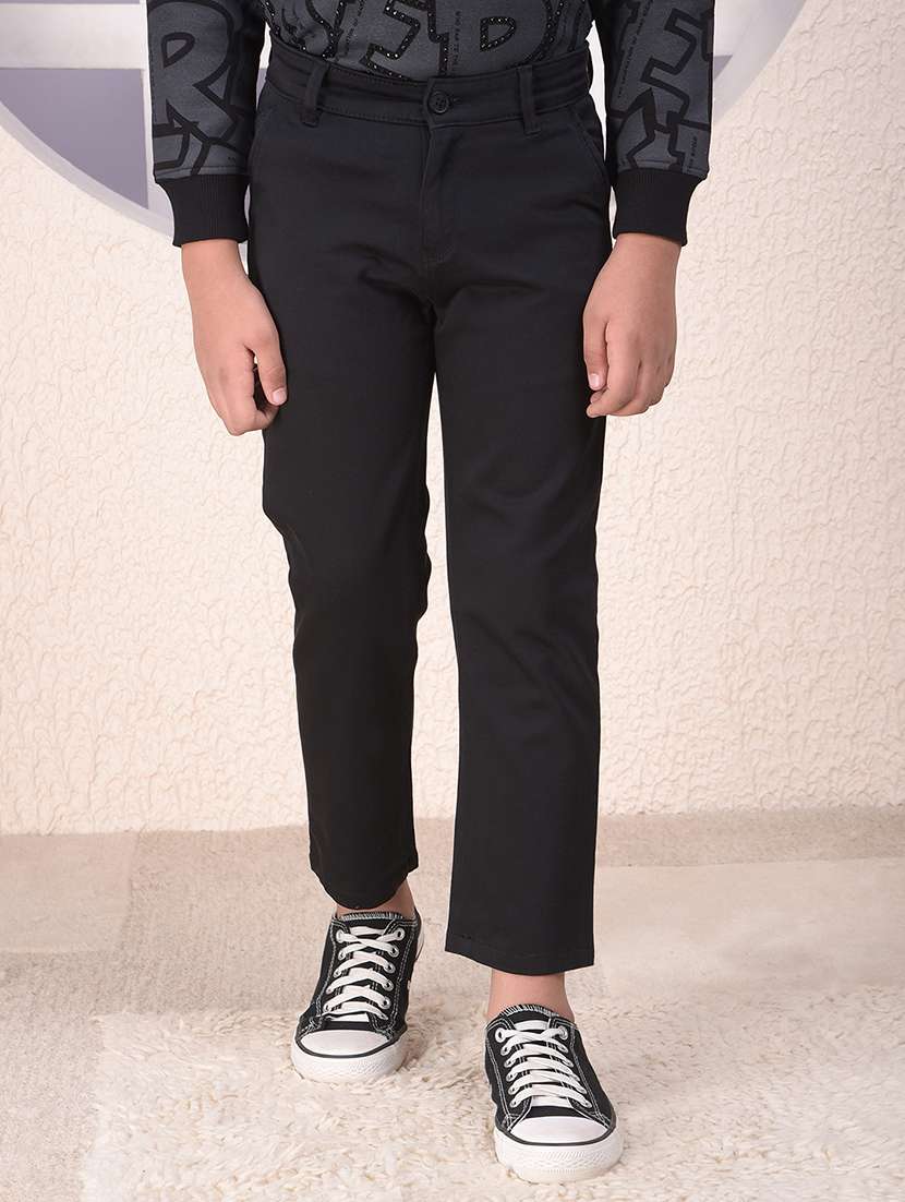 boys solid mid rise chinos