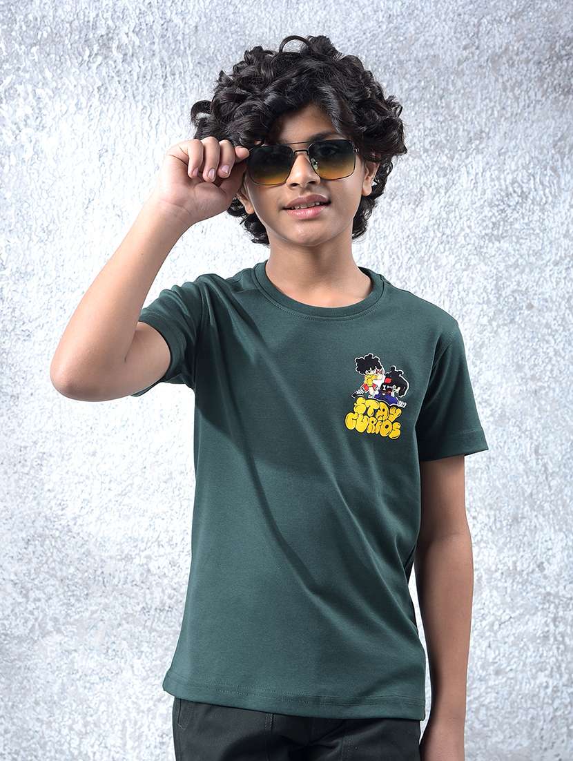 boys printed shorts sleeve regular fit t-shirt