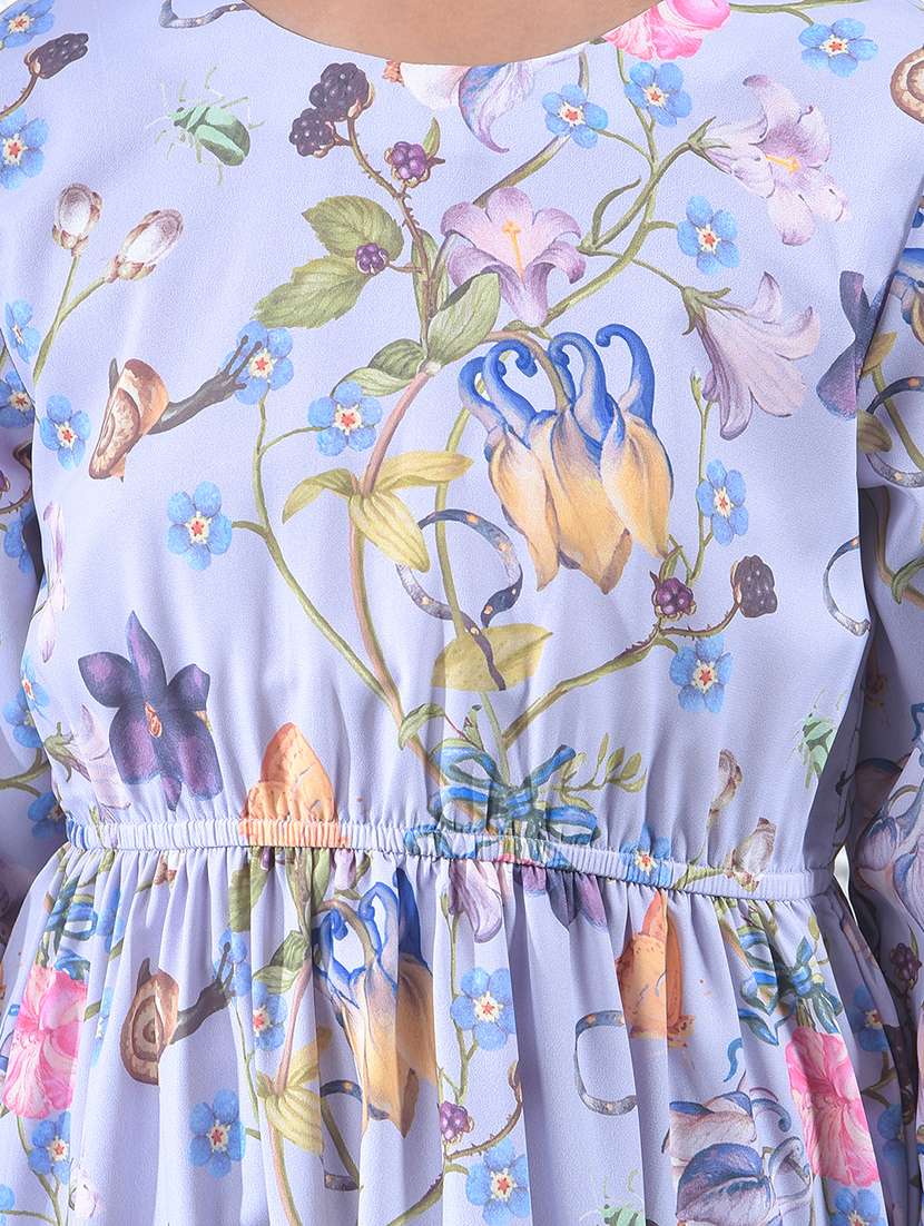 girls floral print round neck a-line dress - 22102374 -  Standard Image - 5