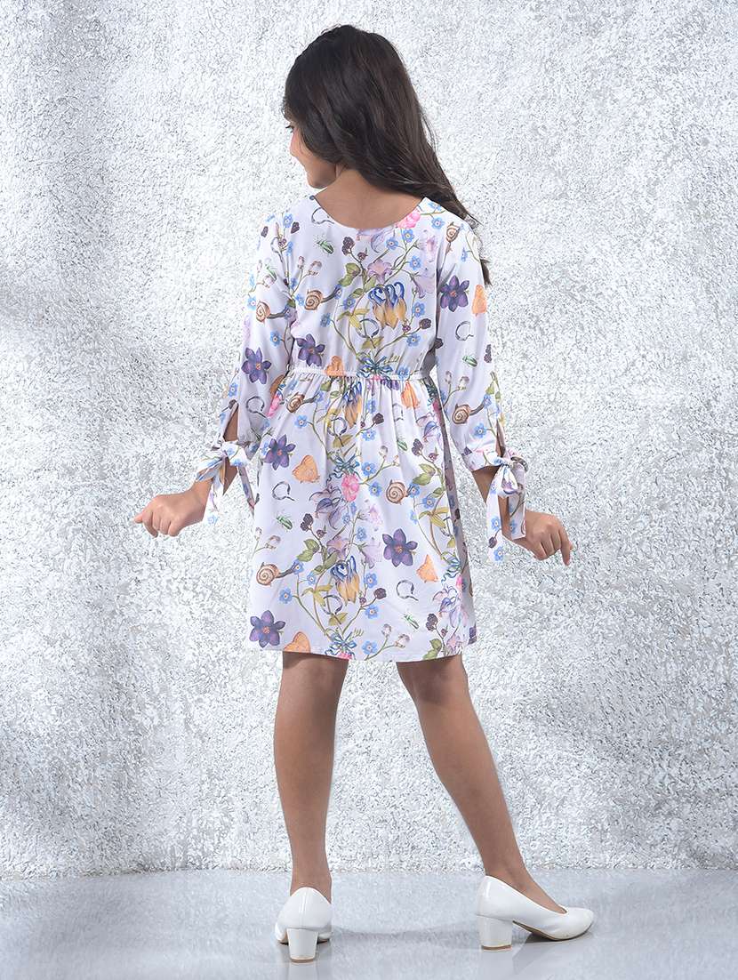 girls printed round neck a-line dress - 22102376 -  Standard Image - 3